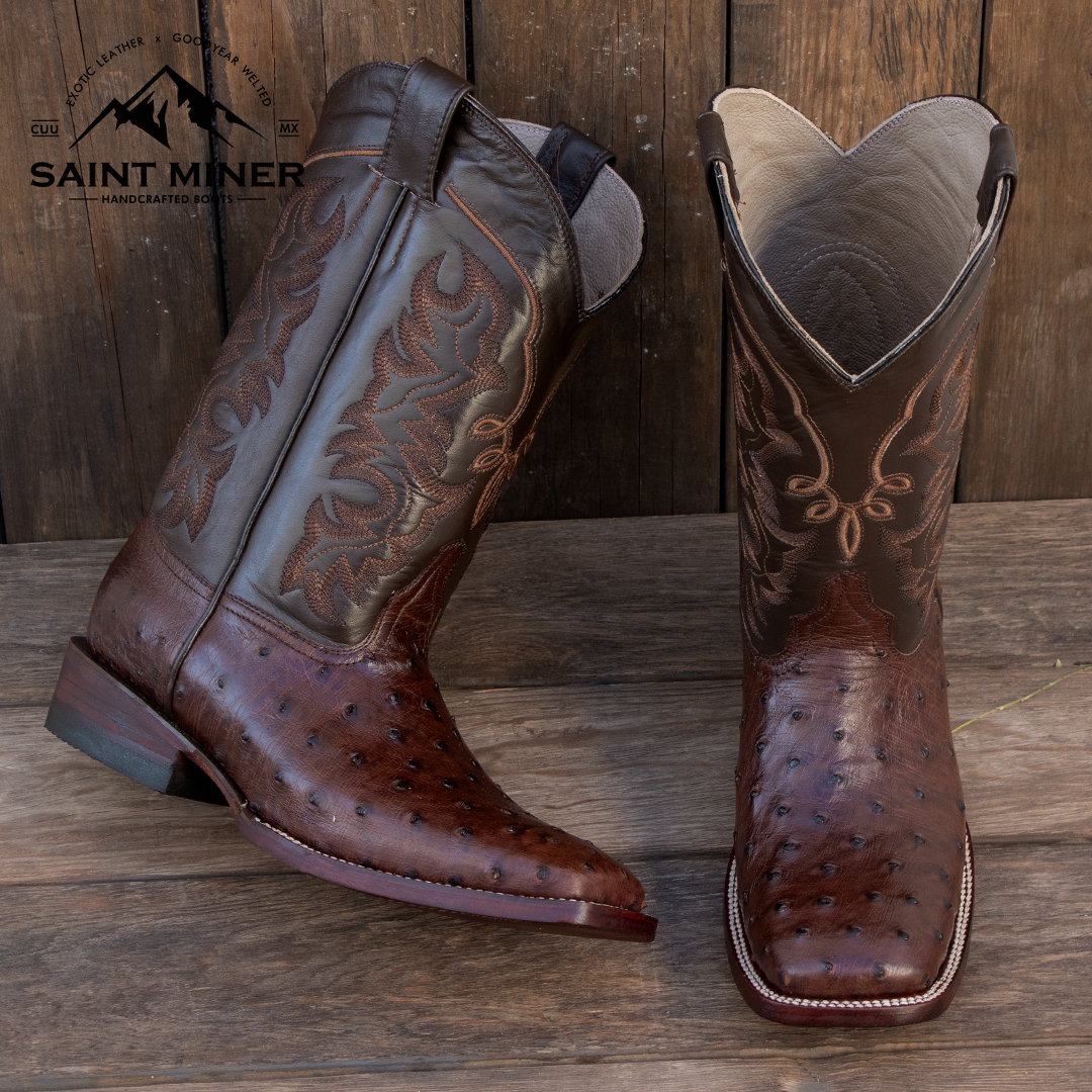 Botas de avestruz color tabaco con cinto de REGALO!