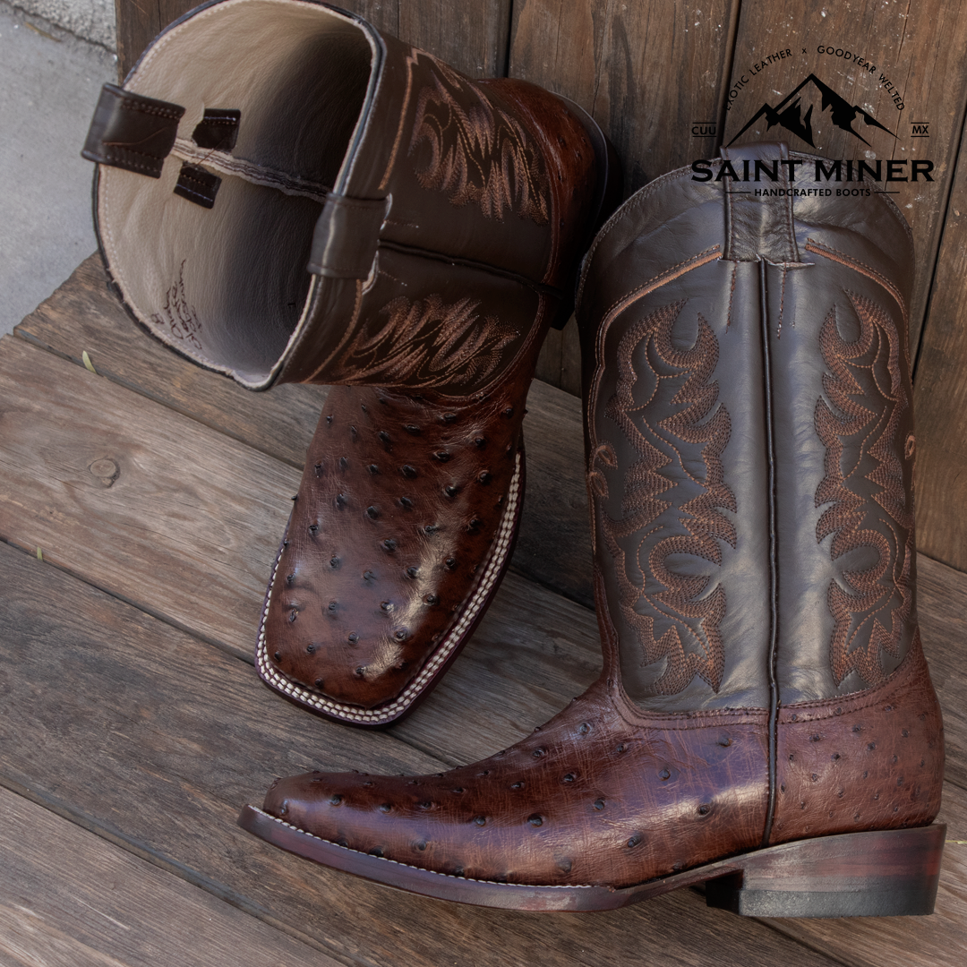 Botas de avestruz color tabaco con cinto de REGALO! - Image 3