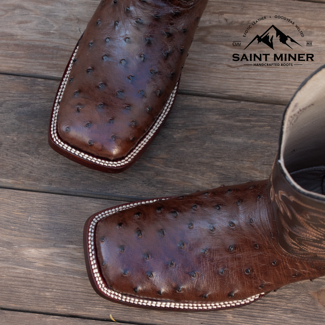 Botas de avestruz color tabaco con cinto de REGALO! - Image 4