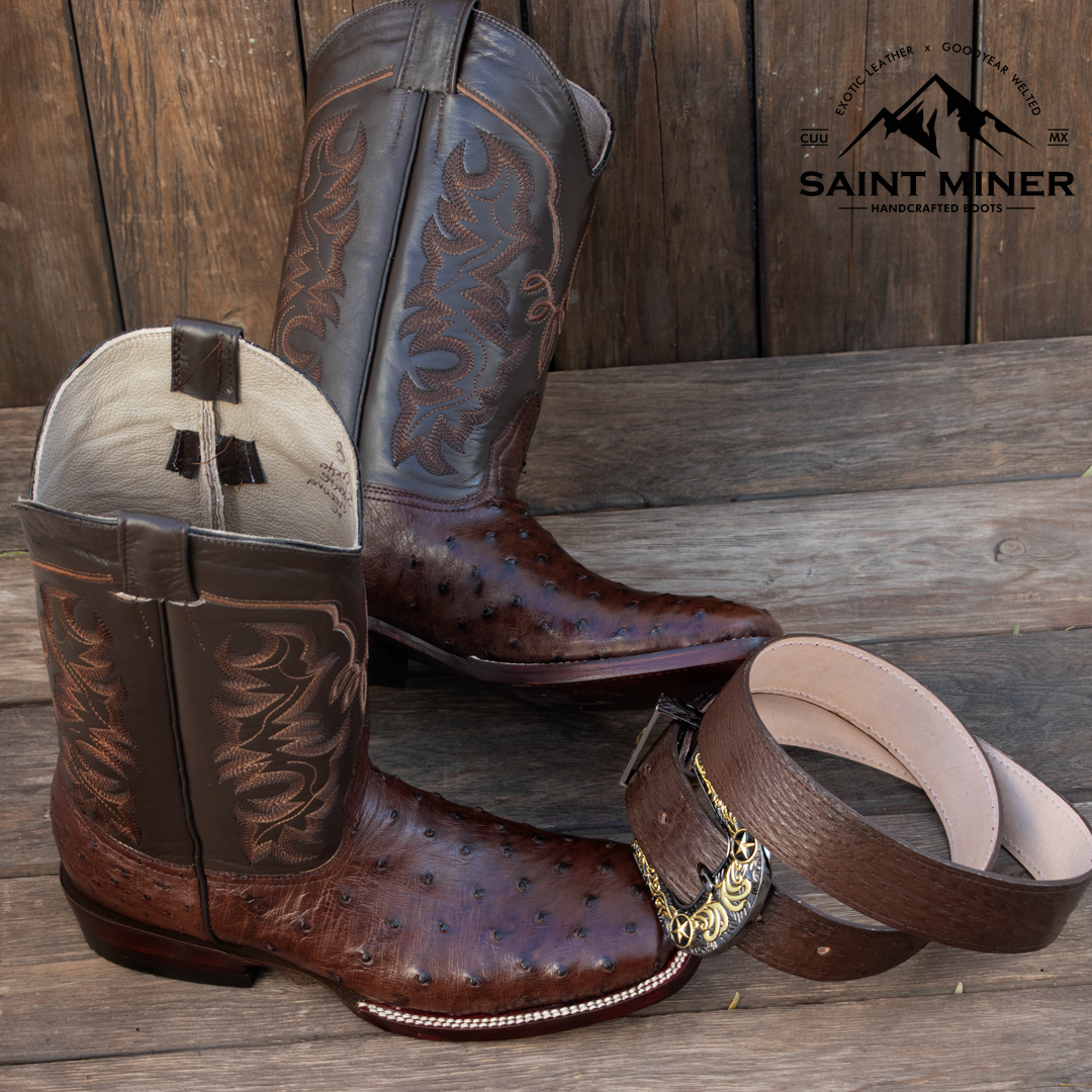 Botas de avestruz color tabaco con cinto de REGALO! - Image 5