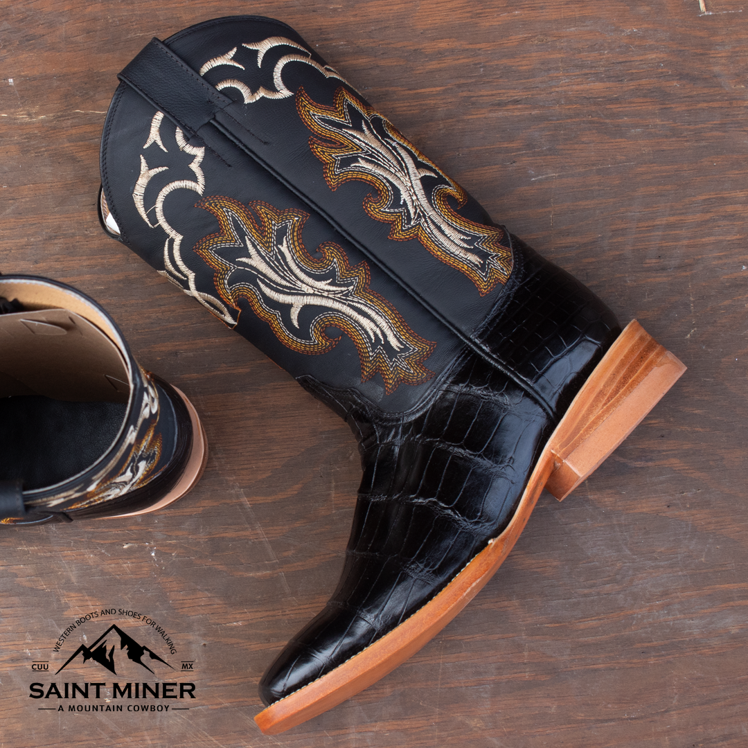 Botas lagarto americano negro con cinto DE REGALO - Image 2