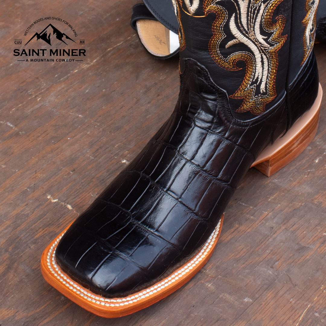 Botas lagarto americano negro con cinto DE REGALO - Image 3