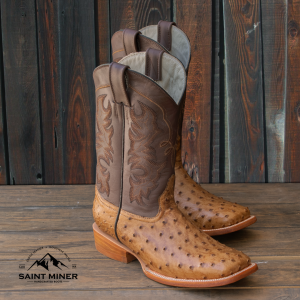 Botas de avestruz color paja suela natural