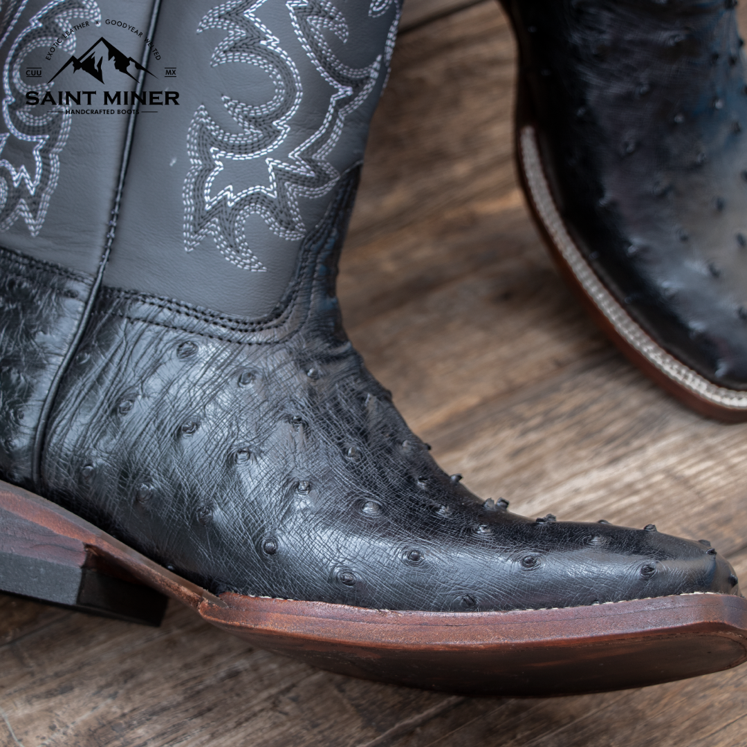 Botas de avestruz color negro suela cafe CINTO DE REGALO! - Image 2