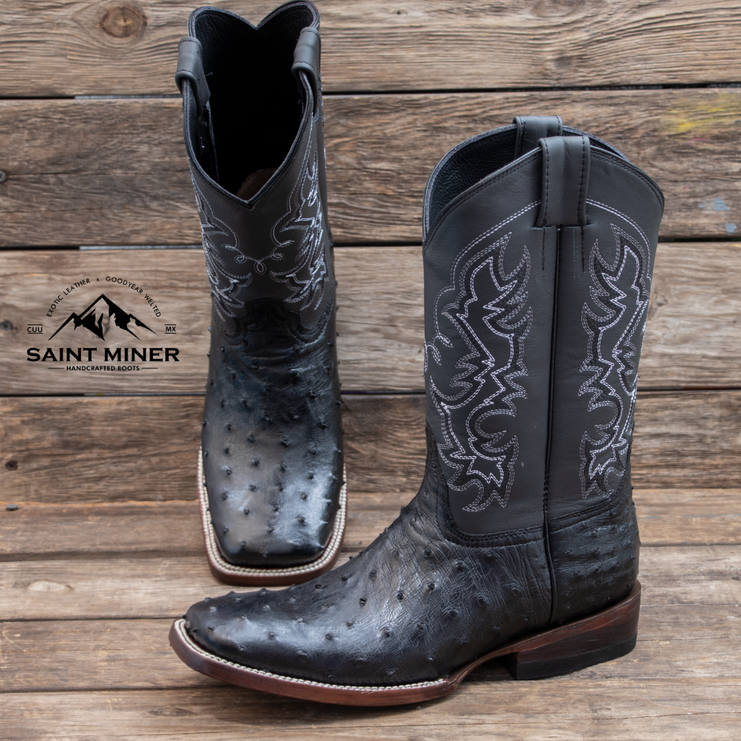 Botas de avestruz color negro suela cafe CINTO DE REGALO! - Image 3