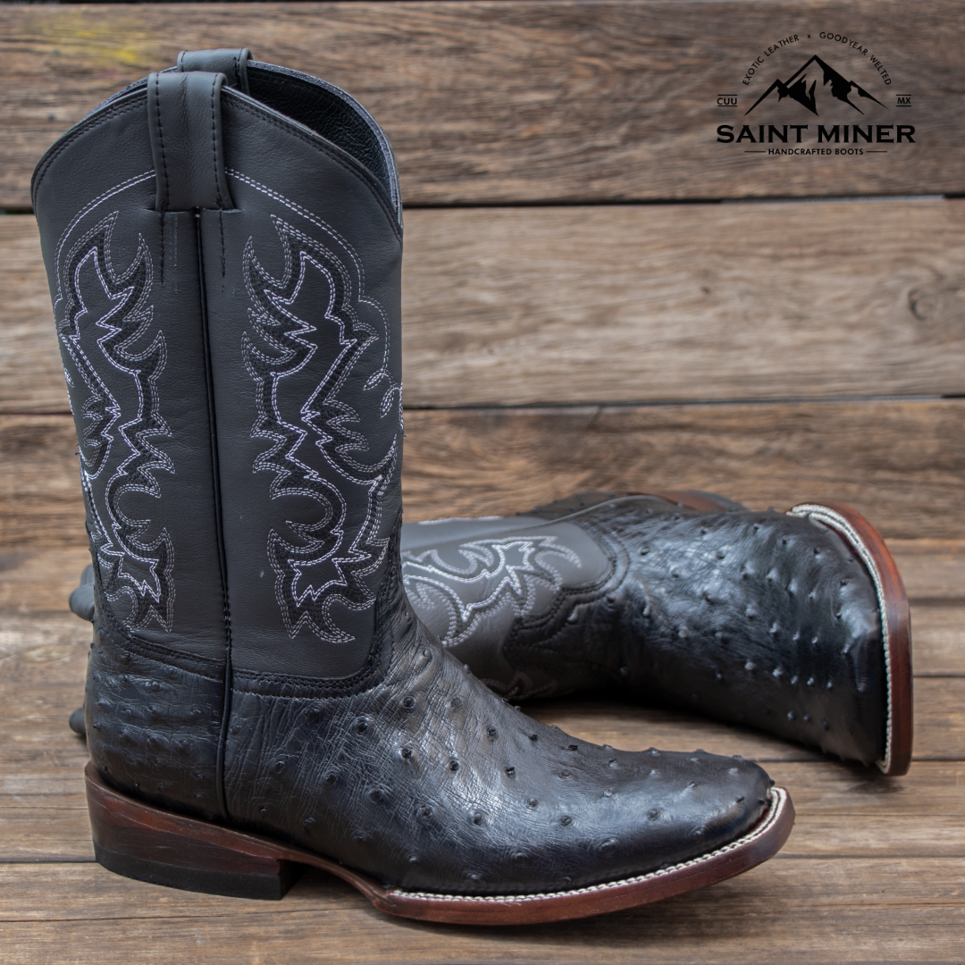 Botas de avestruz color negro suela cafe CINTO DE REGALO! - Image 5