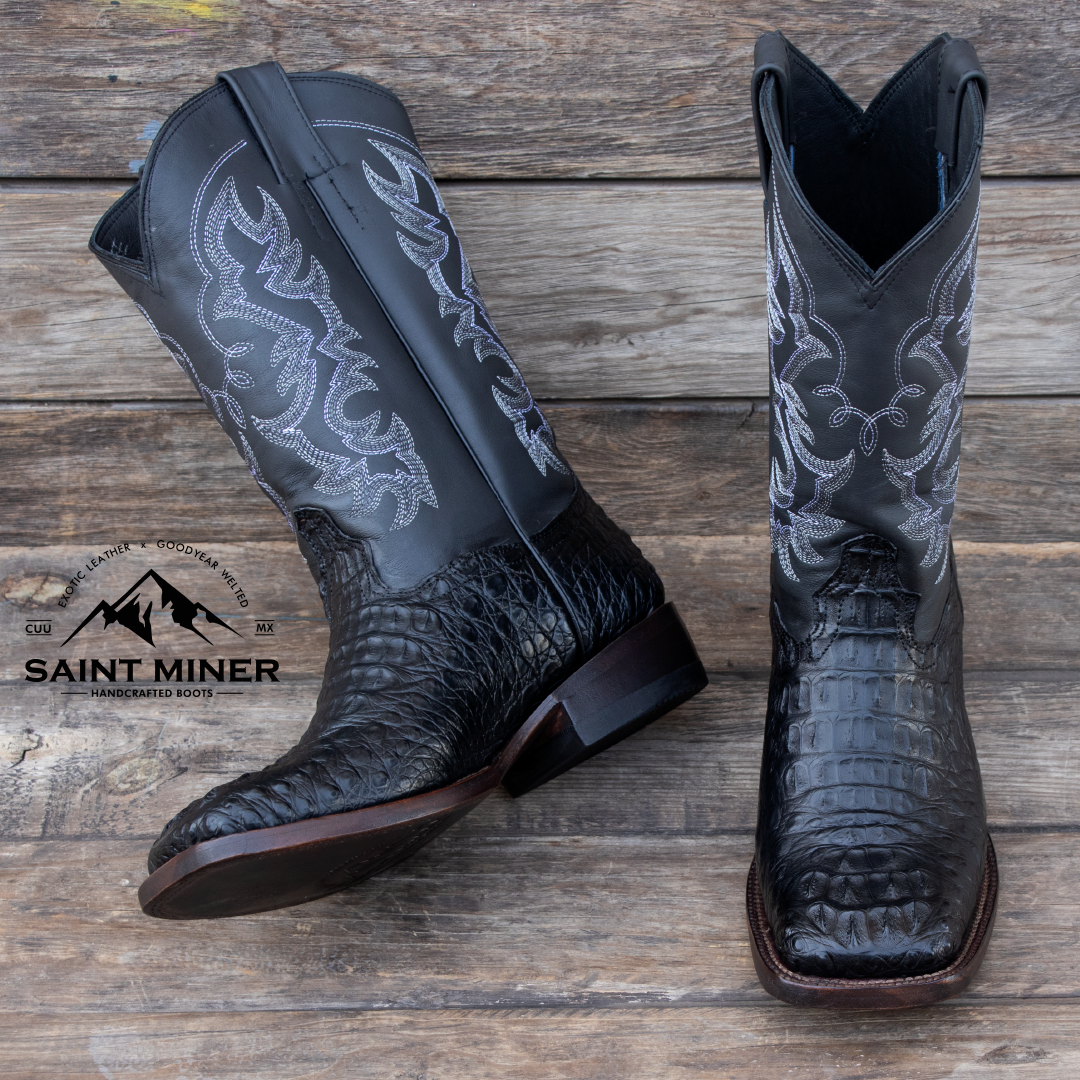Botas Nuca de caiman estilo mamba negro cinto de REGALO!