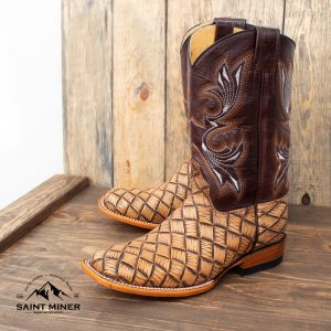 Botas Cincelado Enrejado color natural con cinto de REGALO!