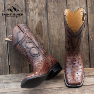 Botas de avestruz color tabaco estilo Smoking JOE con cinto de REGALO!