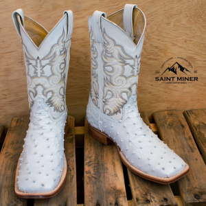 Botas de avestruz retro blanca con cinto de REGALO!
