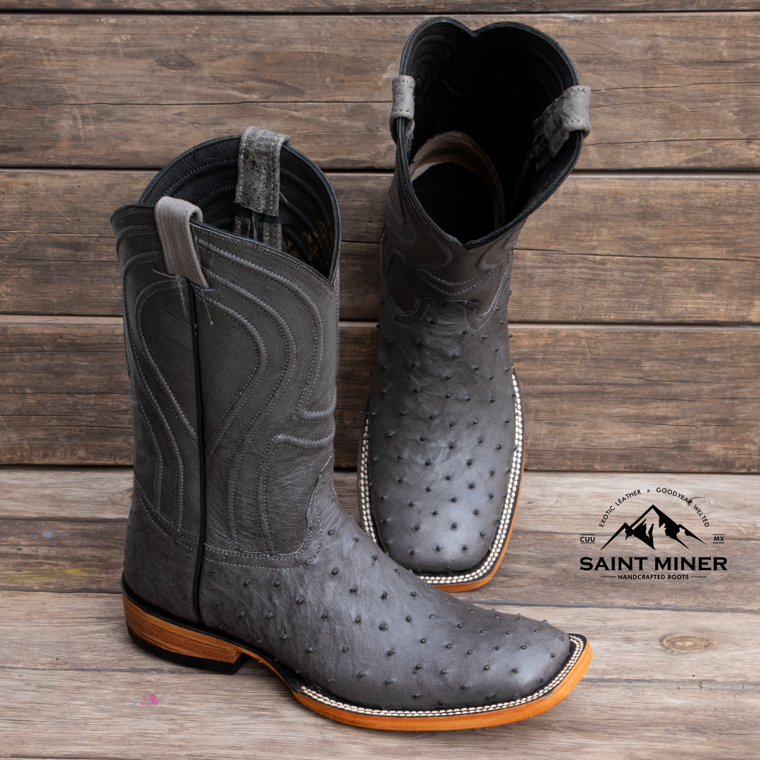 Botas de avestruz color gris estilo premium con cinto de REGALO! - Image 4