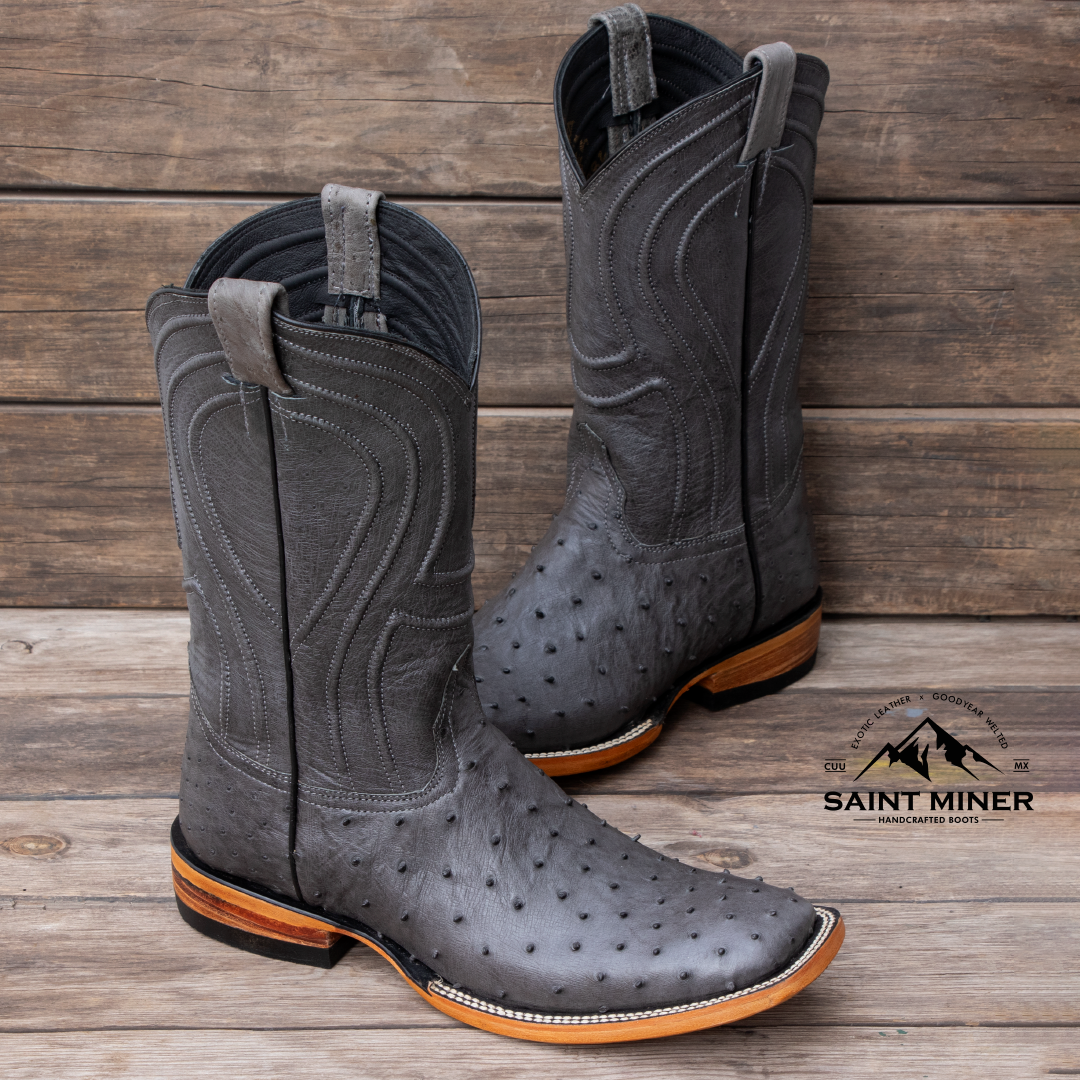 Botas de avestruz color gris estilo premium con cinto de REGALO! - Image 5