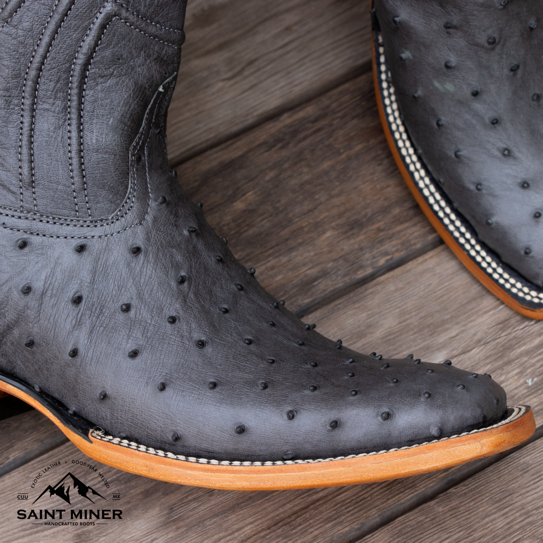Botas de avestruz color gris estilo premium con cinto de REGALO! - Image 6